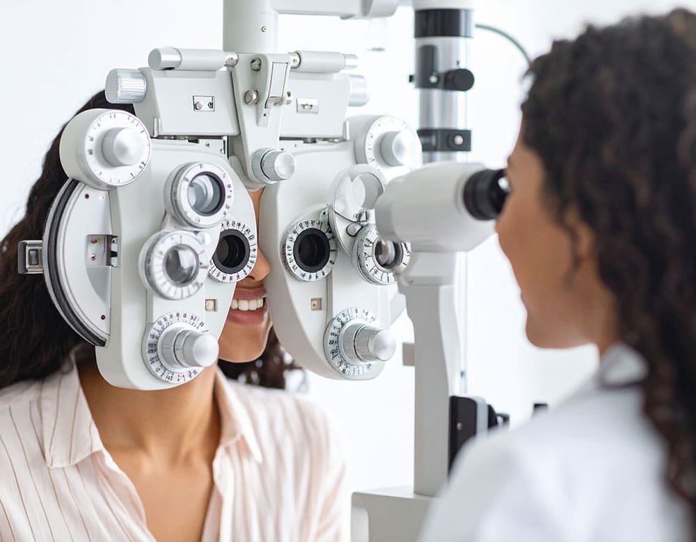 Woman gettting eye exam in Arizona.