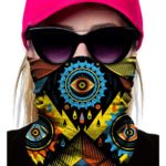 woman wearing dust mask and sunglasses